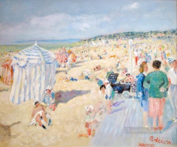 Lucien Adrion La Plage a Deauville Oil Paintings
